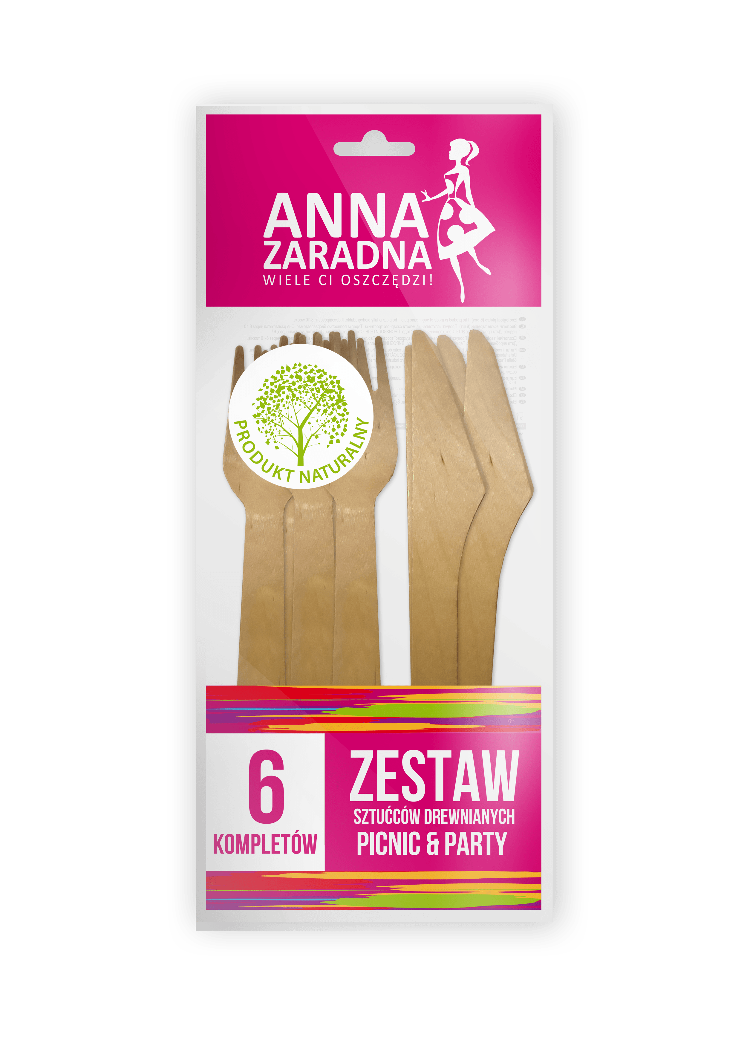 Zestaw sztućców drewnianych Anna Zaradna